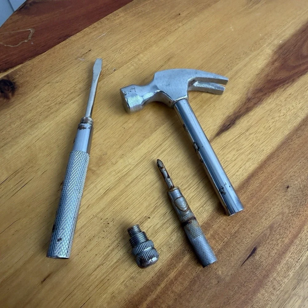 Rusted Metal Multi Tool Hammer‎ Screwdriver Utility Travel